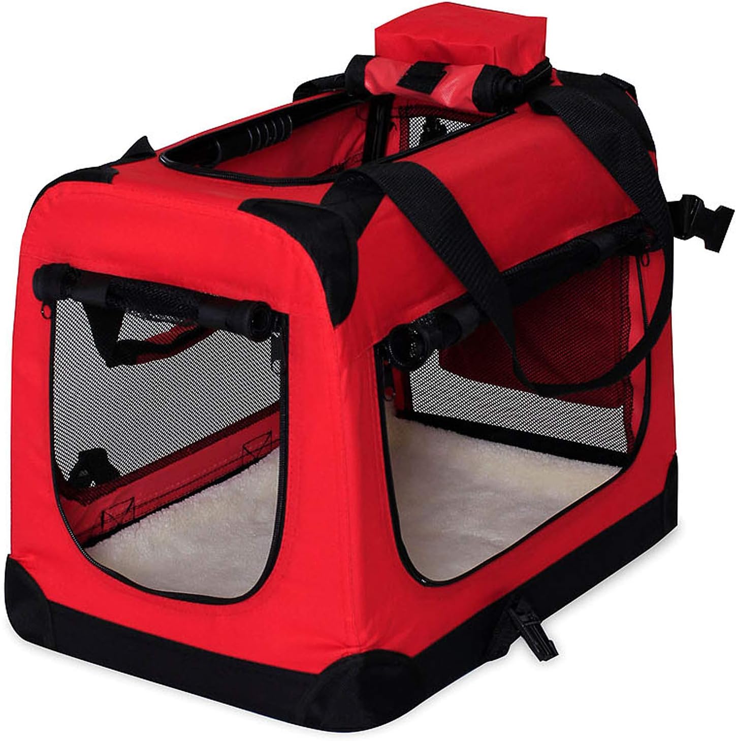 lionto Borsa Trasportino per Cani Scatola pieghevole per Animali Borsa per Cani, (S) 50x34x36 cm Rosso Scuro